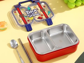 Vianda rectangular acero con cubiertos 